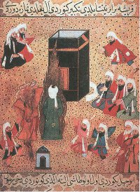 113 Maometto prega alla Kaaba, miniatura turca, 17 sec., Museo Topkapi, Istanbul