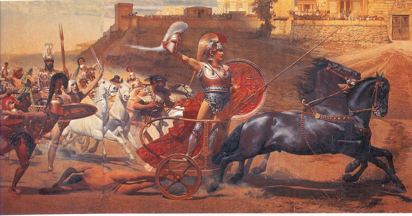 Cavalli Achille trascina il corpo di Ettore