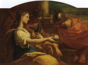 Arianna porge il gomitolo a Teseo, N. Bambini, XVII secolo