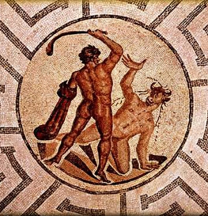 Teseo uccide il Minotauro, mosaico