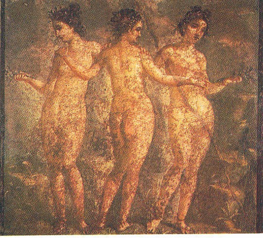 Le Cariti, pittura parietale, 1° sec. aC, Museo Archeologico, Napoli
