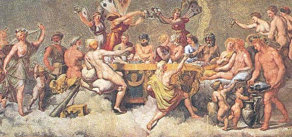 Il banchetto degli dèi, Giulio Romano, 16° sec.,  Farnesina, Roma