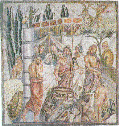 Il sacrificio di Ifigenia, mosaico, Museo di Ampurias, Spagna