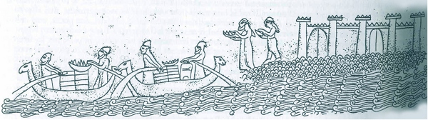 Tiro, IX secolo a.C., Disegno tratto da un rilievo in bronzo