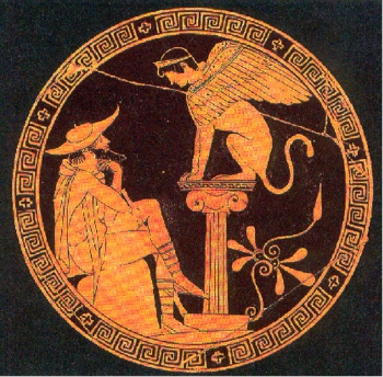 001 Edipo e la Sfinge, V sec. a.C., Museo Archeologico, Taranto