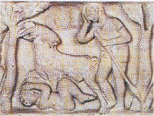 03 Il pastore si pente, coperchio di sarcofago, III sec., Musei Vaticani, Roma