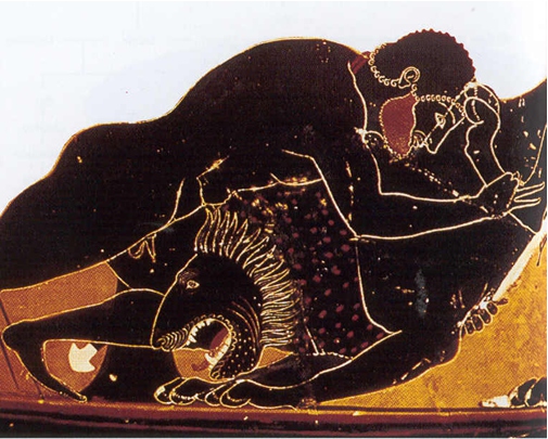 10 Eracle e il Leone Nemeo, anfora, 510 a.C., Museo Archeologico, Brescia