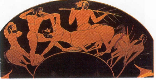 17 Lotta fra Eracle e i centauri, kylix, 500 a.C., Museo del Louvre, Parigi