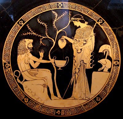 21 Atena ristora Eracle, coppa, V sec. a.C., Museo Statale, Monaco