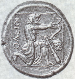 31 Eracle arciere, moneta, IV sec. a.C., Museo statale, Berlino