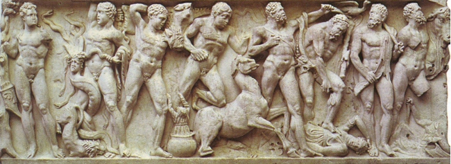 36 Le fatiche di Eracle negli anni, sarcofago, Giardino di Boboli, Firenze