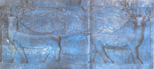 12 Lamina di rame sbalzata con due cervi, III millennio a.C., British Museum, Londra