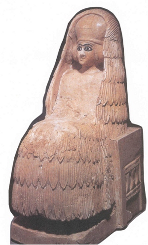 19 Isthar, statua in alabastro, III millennio a.C., Museo di Damasco