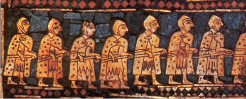 20 Corteo, Stendardo di Ur, 2400 a.C.,  British Museum, Londra