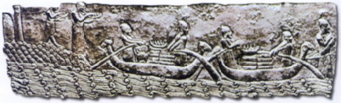 29 Imbarcazioni di giunchi intrecciati raffigurate su un sigillo