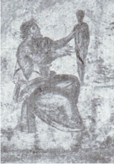 Prometeo plasma l’uomo, affresco, 3° sec., Museo di Ostia
