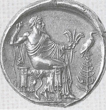 Zeus in trono, tetradramma, 5° sec. aC, British Museum, Londra