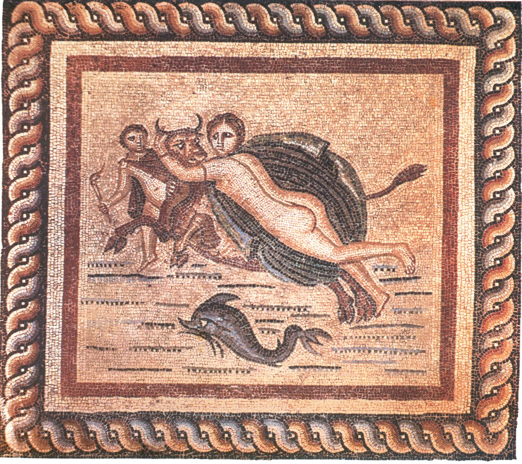 Europa rapita, mosaico, 3° sec., Casa del ratto di Europa, Coo (Grecia)