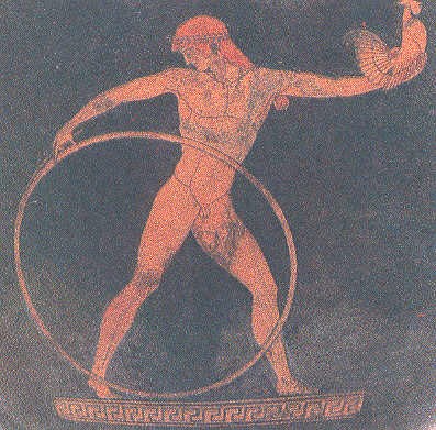 Ganimede con il cerchio, cratere ateniese, 5° sec. aC, Museo del Louvre, Parigi