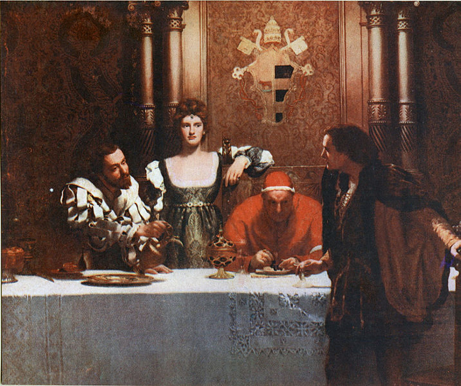 01 Un bicchiere di vino con Cesare Borgia, John Collier, 1893