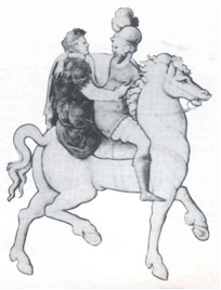 Enrico e Diana a cavallo in una placca
di smalto che si trova al Louvre Enrico_e_Diana_a_cavallo