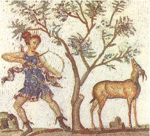 15, Artemide e la cerva, mosaico, II sec., Museo del Bardo, Tunisi